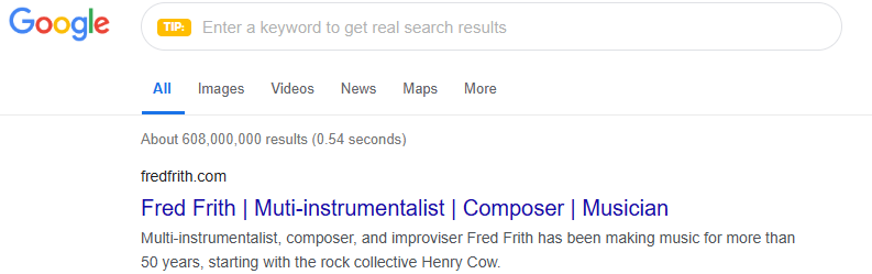 Fred Frith Website Example